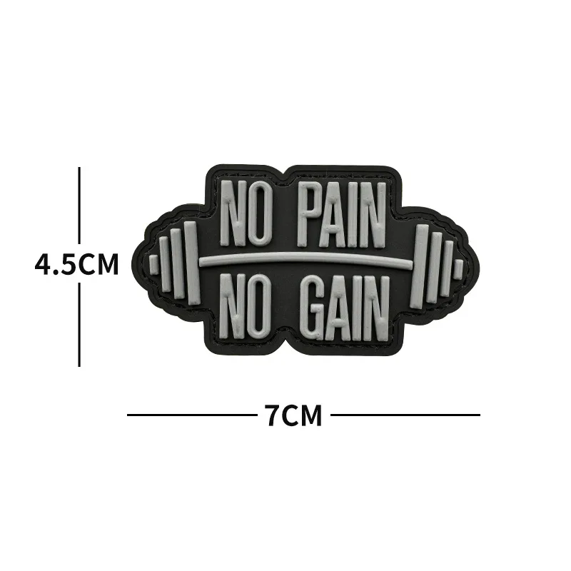 NO PAIN NO GAIN GYM Fitness Gestickter, leuchtender PVC-Patch, Outdoor-Moral-Armband, Hakenschlaufe, Rucksack, taktische Abzeichen-Applikation – Detail 16