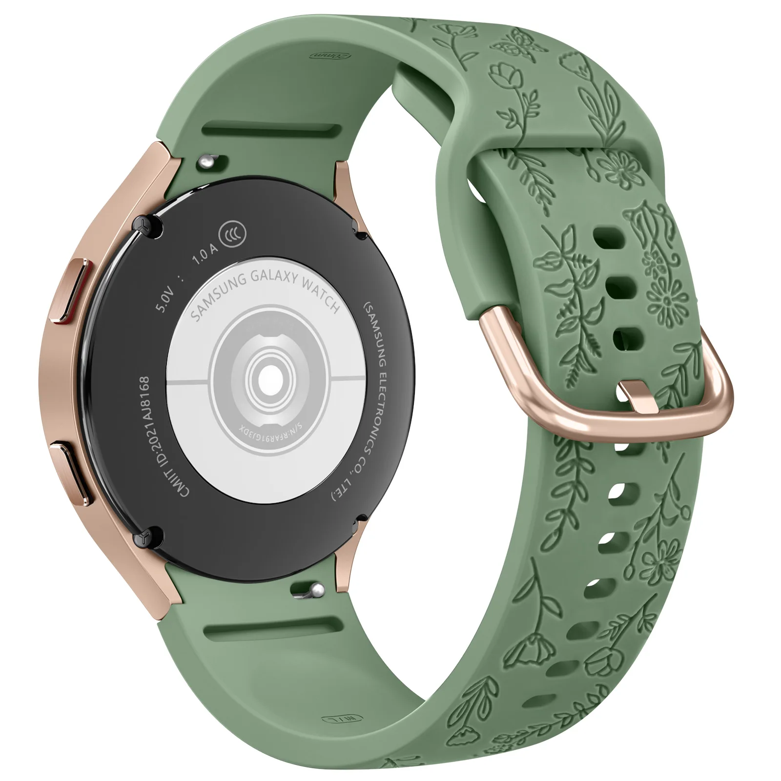 Floral Engraved 20mm Watchband Strap