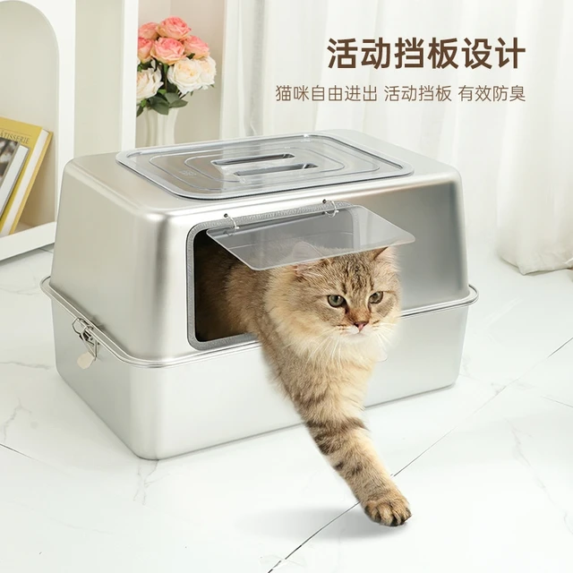 Stainless Steel Fully Enclosed Cat Litter Box XXXL Odor Proof Anti Splash For Large And Multiple Cats Home Hygienic Gift 2