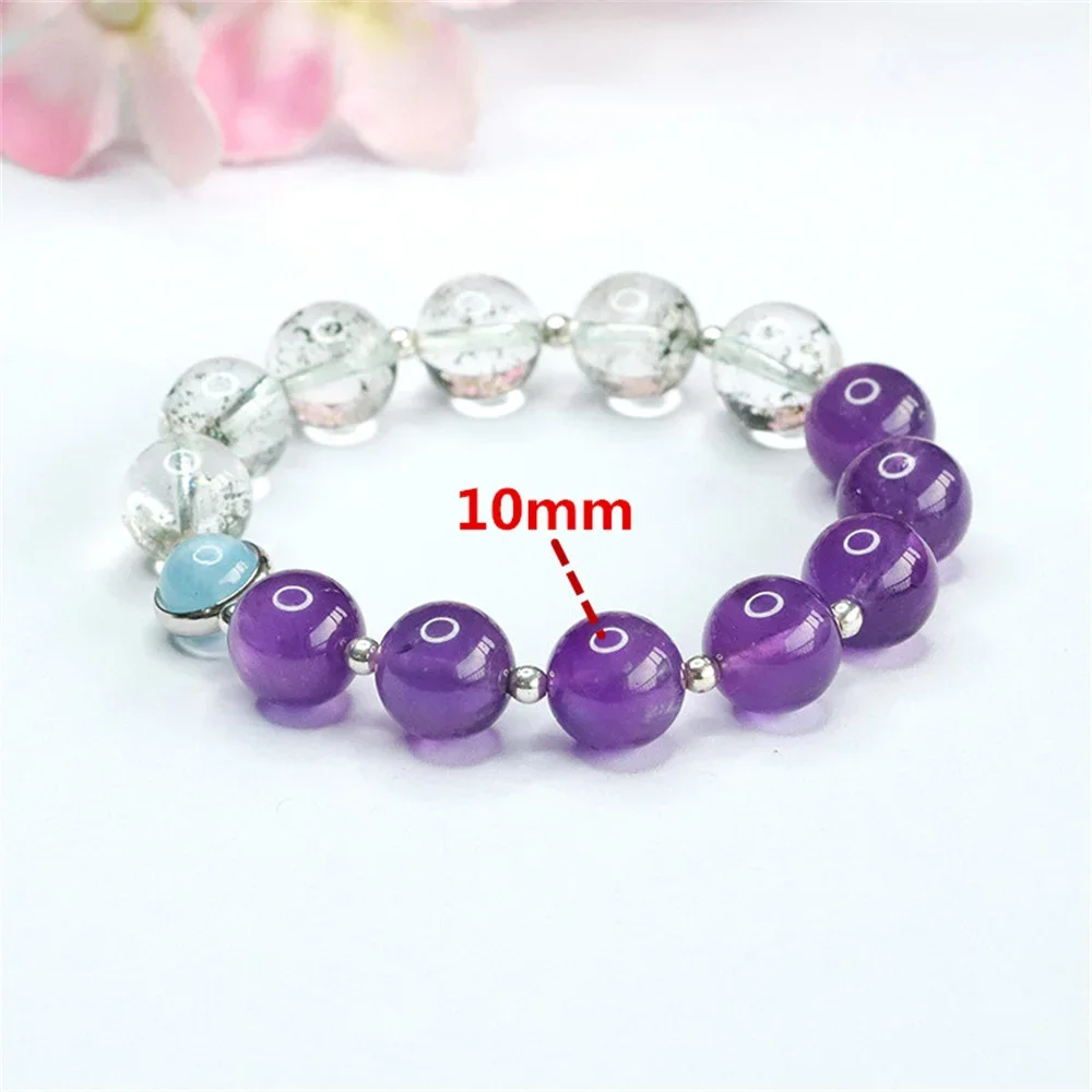 

Charm Amethyst Beads Bracelet for Women Natural Stone Rotate Montage Green Ghost Jewelry10mm Sea Blue Treasure Leisure Style