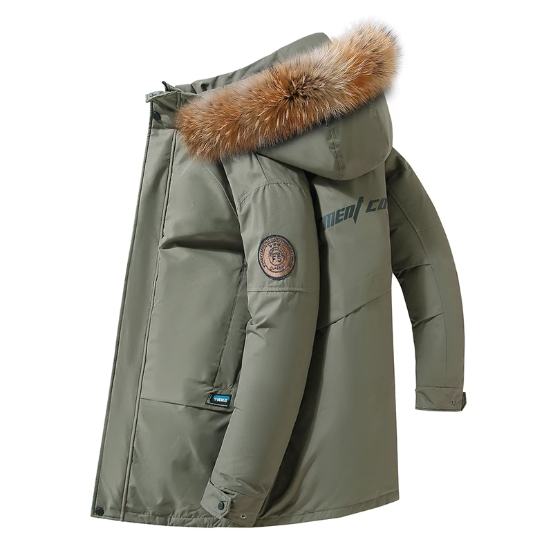 Winter Men Hooded Casual Waterproof Long Duck Down Parka Man Windproof Thick Overcoat Parka Jacket Male Fur Collar Outwear Parka