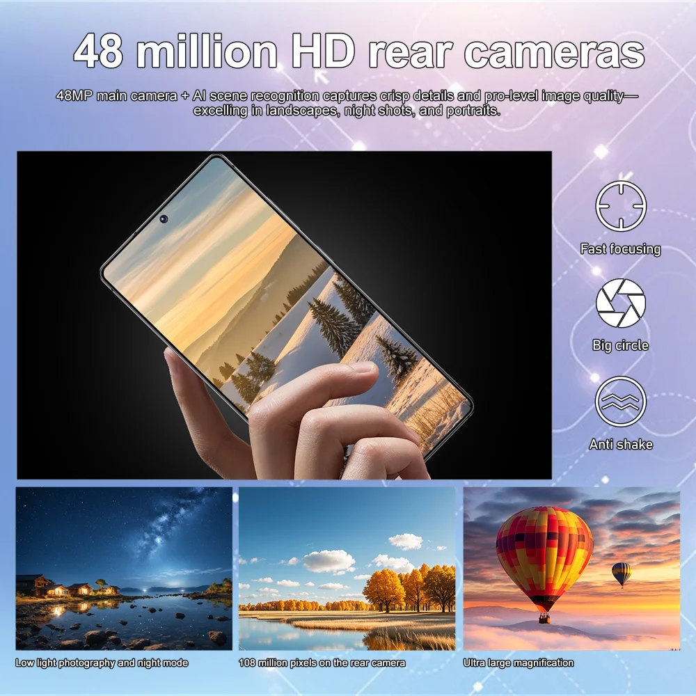 K-Touch Smartphone For C26 Ultra 5G Cell Phone 7800mAh Battery Mobile Phones Full Display 48MP Camera 7.3 Inch HD Android 22GB RAM 2TB ROM Octa Core Face ID Dual SIM 4G Unlocked Android 15 Cell Phone with FM Radio GPS