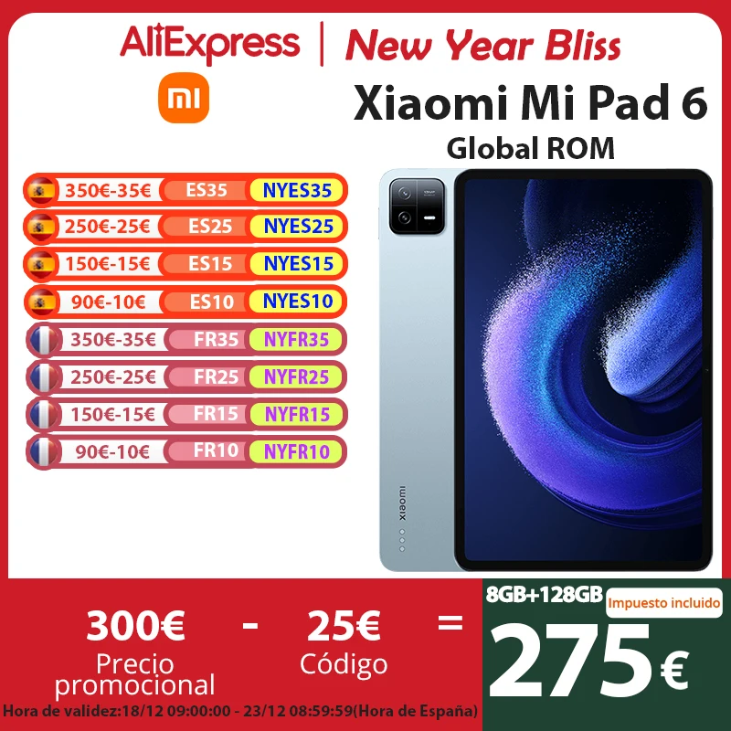 Xiaomi-tableta Mi Pad 6, ROM Global, 870 Snapdragon, pantalla de 11 pulgadas, 144Hz, batería de 8840mAh, Cargador rápido de 33W, cámara trasera de 13MP
