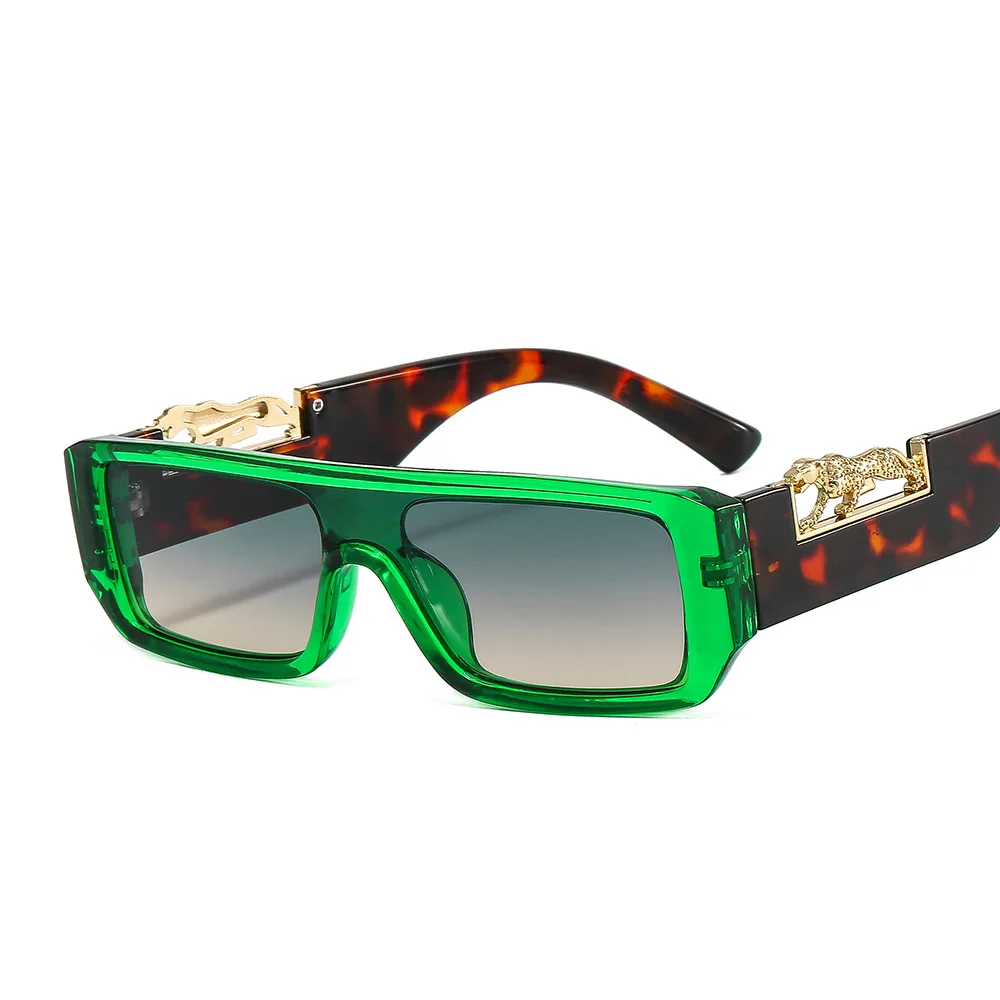

New Fashion Small Rectangle Sunglasses Women Men Square Leopard Decorate Brand Designer Sun Glasses UV400 Shades Oculus Gafas