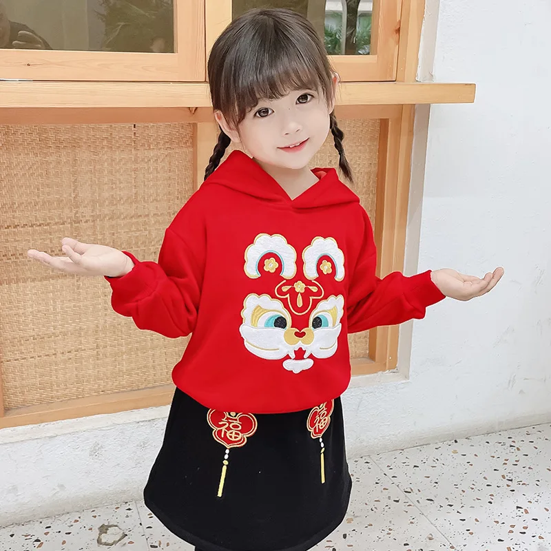 Boys Winter New Cartoon Embroidery Tang Suit Children Round Collar New Year Outfits Kids Chinese Lovely Thick And Quilted