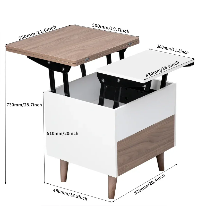 Modern Multi-functional Coffee Table Extendable with