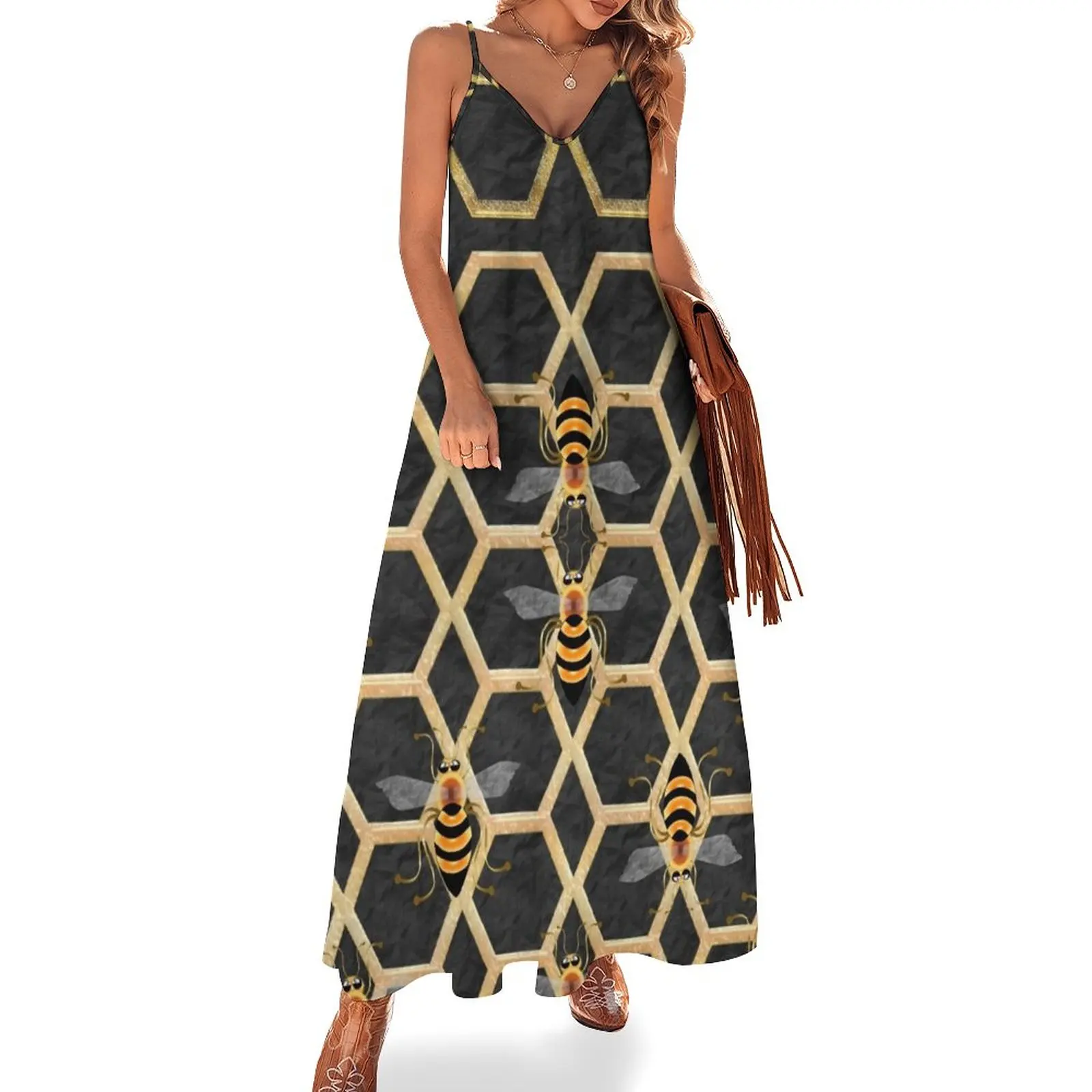 

BEE 141 ON BLACK. Sleeveless Dress summer woman dress 2023 summer women's dress 2023 dresses for official occasions