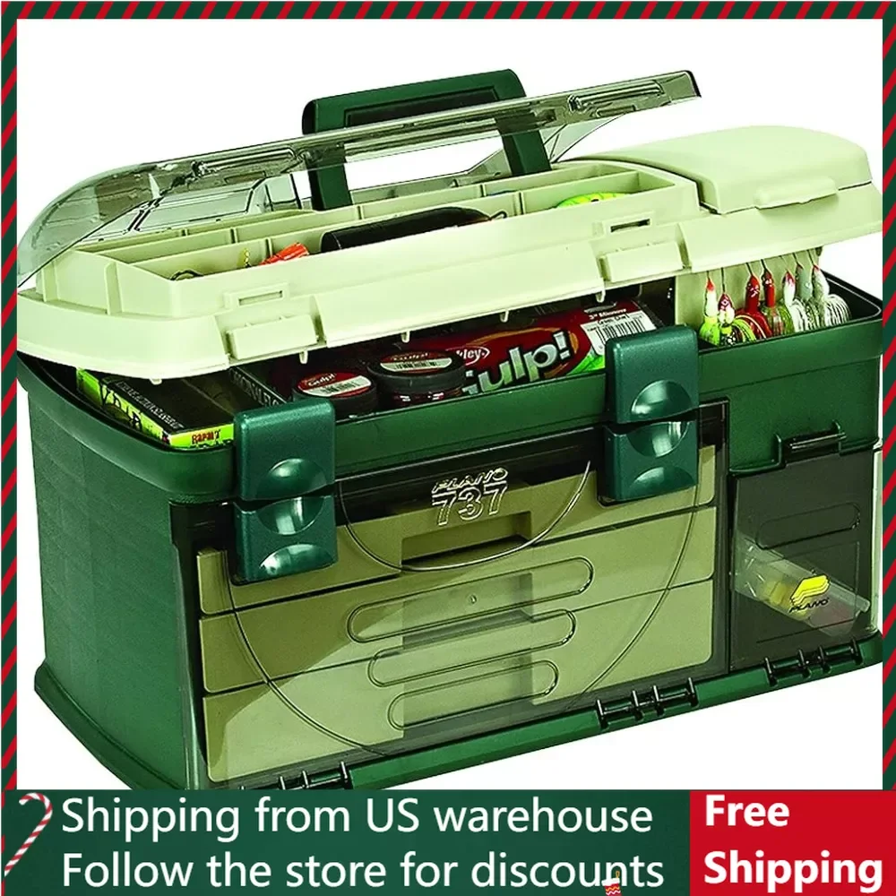 

Ящик для рыболовных снастей с 3 выдвижными ящиками, зеленый, металлический/бежевый, для хранения снастей премиум-класса, Большой (737-002)