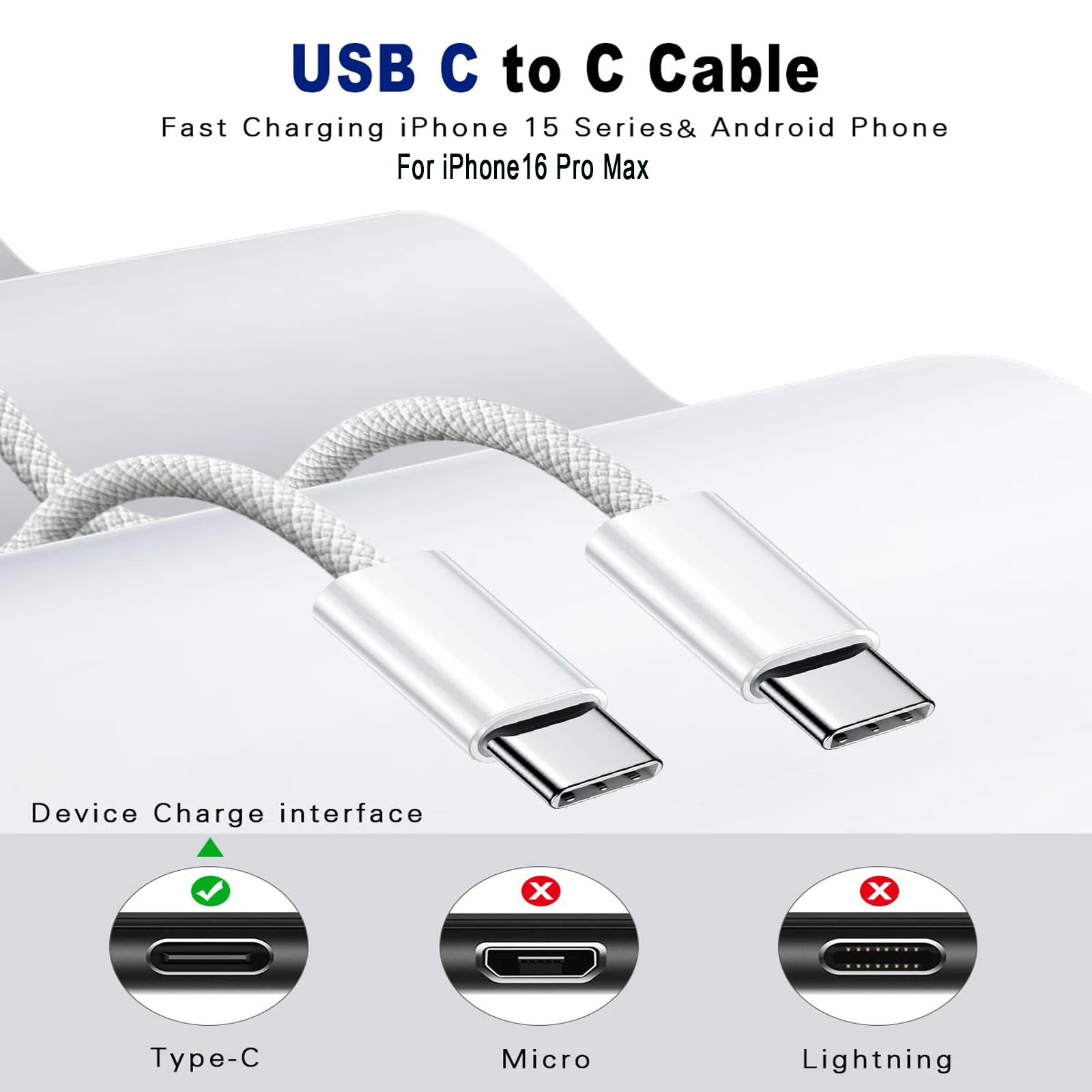 รูปสินค้า สายชาร์จเร็ว USB-C สุดคุ้ม รองรับ iPhone Samsung iPad MacBook