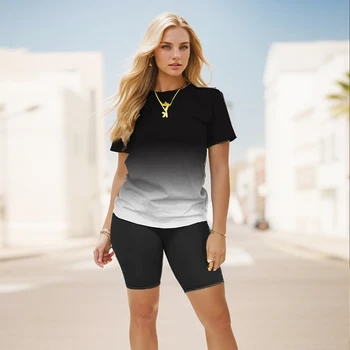 Two Piece Outfits for Women Summer Short Set 2 Piece Outfits Jogger Track Suits Sweatsuits for Women Short Sleeve 1