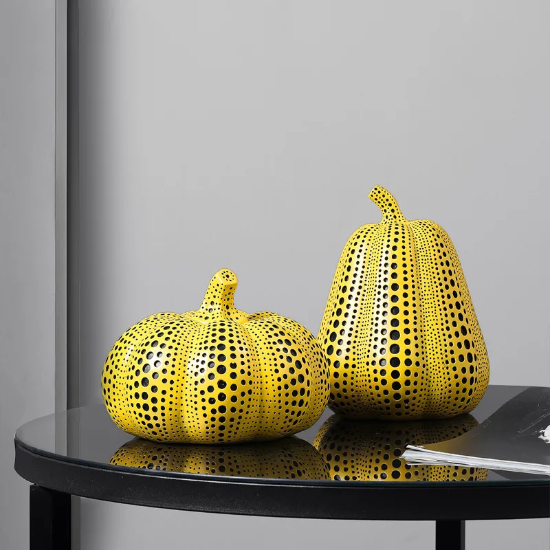 New Yayoi Kusama Wave Point Pumpk Statue Ornaments Room Decor Resin Figurine Desk Adornment Home Decoration Modern