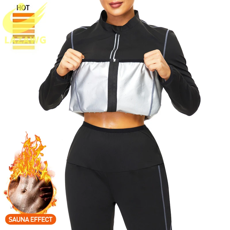 spanx shorts LAZAWG Women Weight Loss Sauna Suit Sweat Slimming Hot Thermal Long Sleeve Top Weight Loss Legging Shapewear Body Shaper Sets spanx underwear