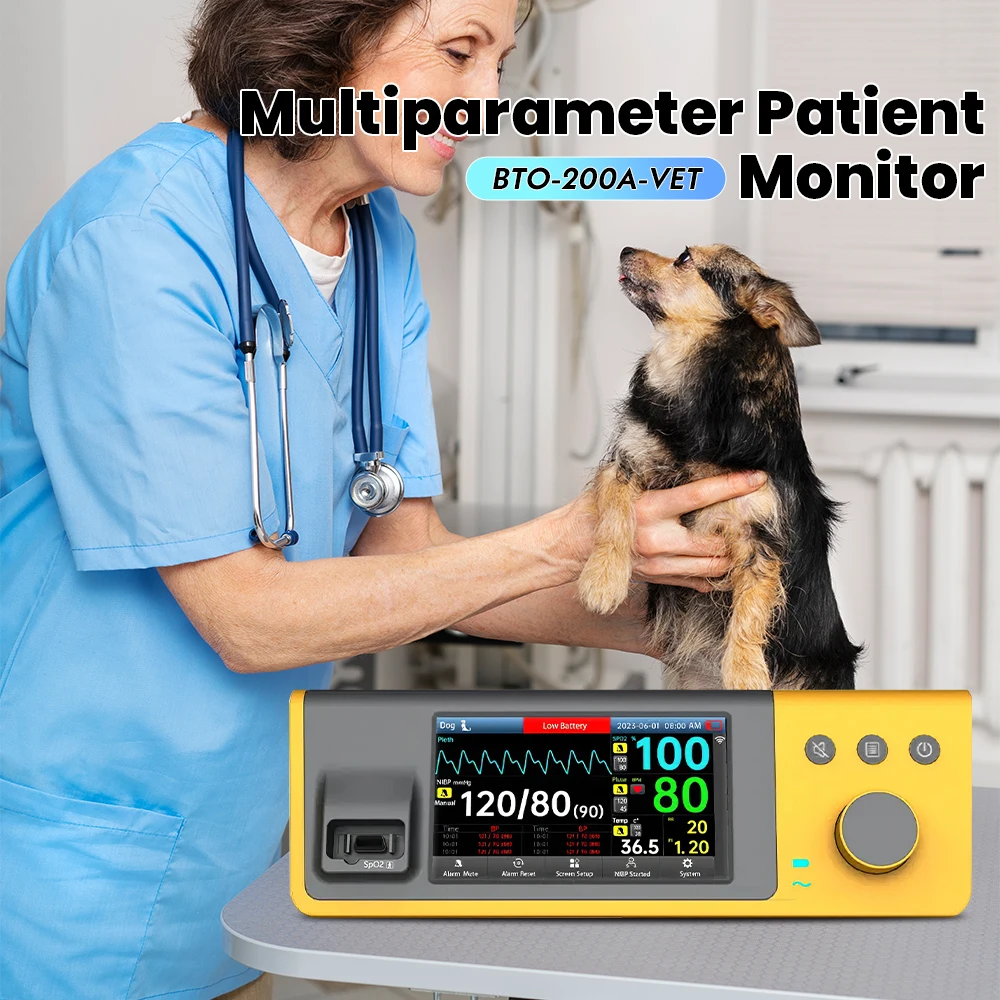 Veterinary Monitor Multiparameter Patient Monitor NIBP SpO2 PR TEMP Monitoring M