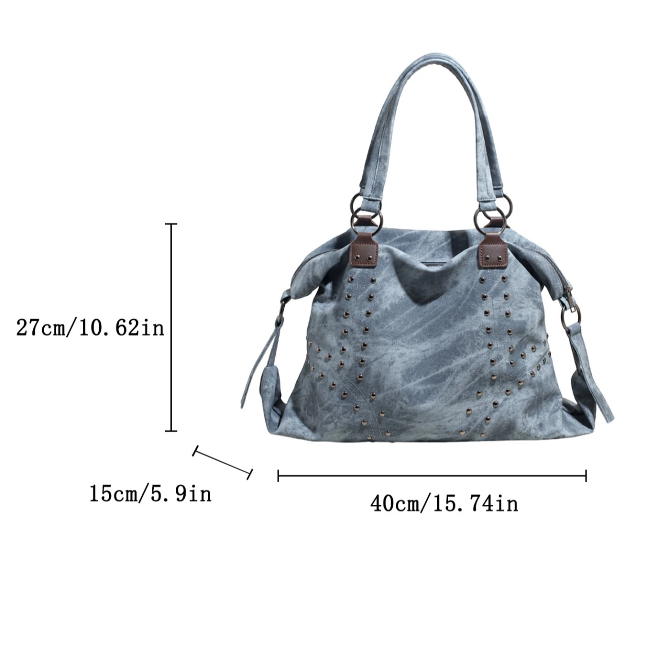 Borse tote di grande capacità autunno e inverno per donna Borsa da donna alla moda streetwear con borsa a tracolla da donna di design con rivetti - immagine 4