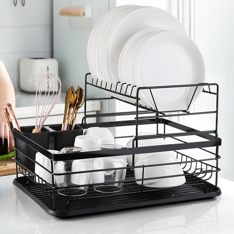 Stainless Steel Kitchen Organizer Dish Rack Household Kitchen Drainage Rack  Cooking Dish Pan Cover Stand Draining Rack