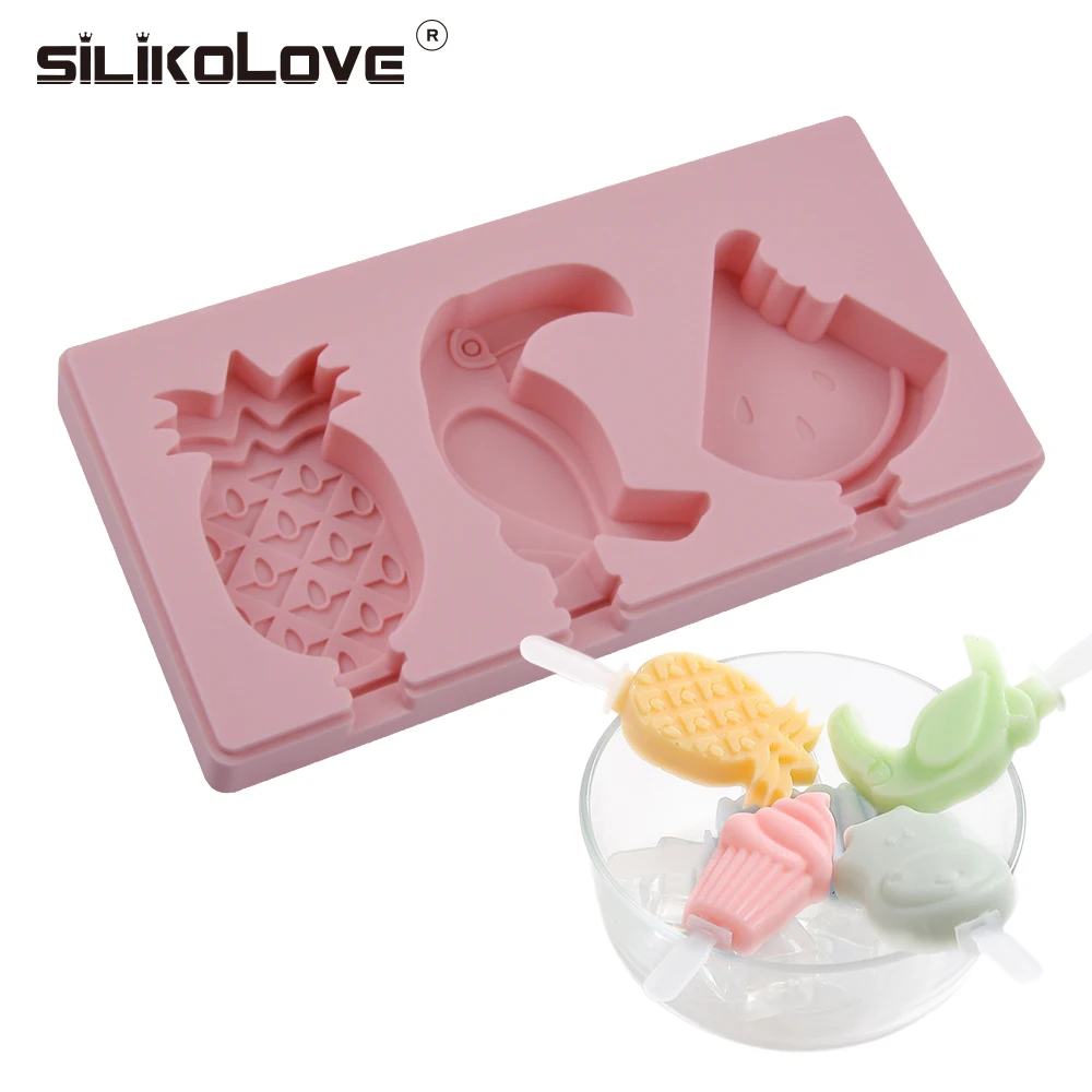 

SILIKOLOVE Silicone Ice Cream Mold With Cover Tray DIY Handmade Fruit Ice Lolly Bar Mould Homemade Silicone Frozen Popsicle Mold