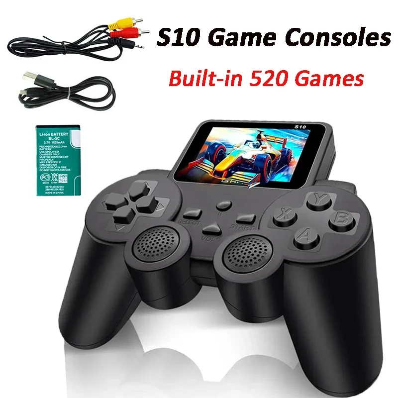 S10 Portable Video Game Consoles Gamepad Controller 2.4-inch Built-in 520 Games Retro Handheld Game Player AV Output Control