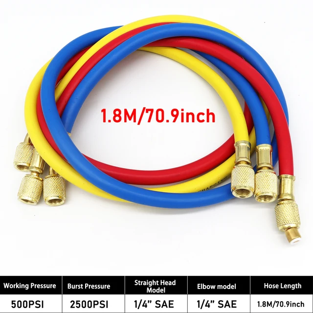 0.9 M-1.8 M AC ชาร์จท่อชุดท่อ Low Loss อุปกรณ์สําหรับ R134A R12 R22 สารทําความเย็นเครื่องปรับอากาศ Manifold Gauge 1