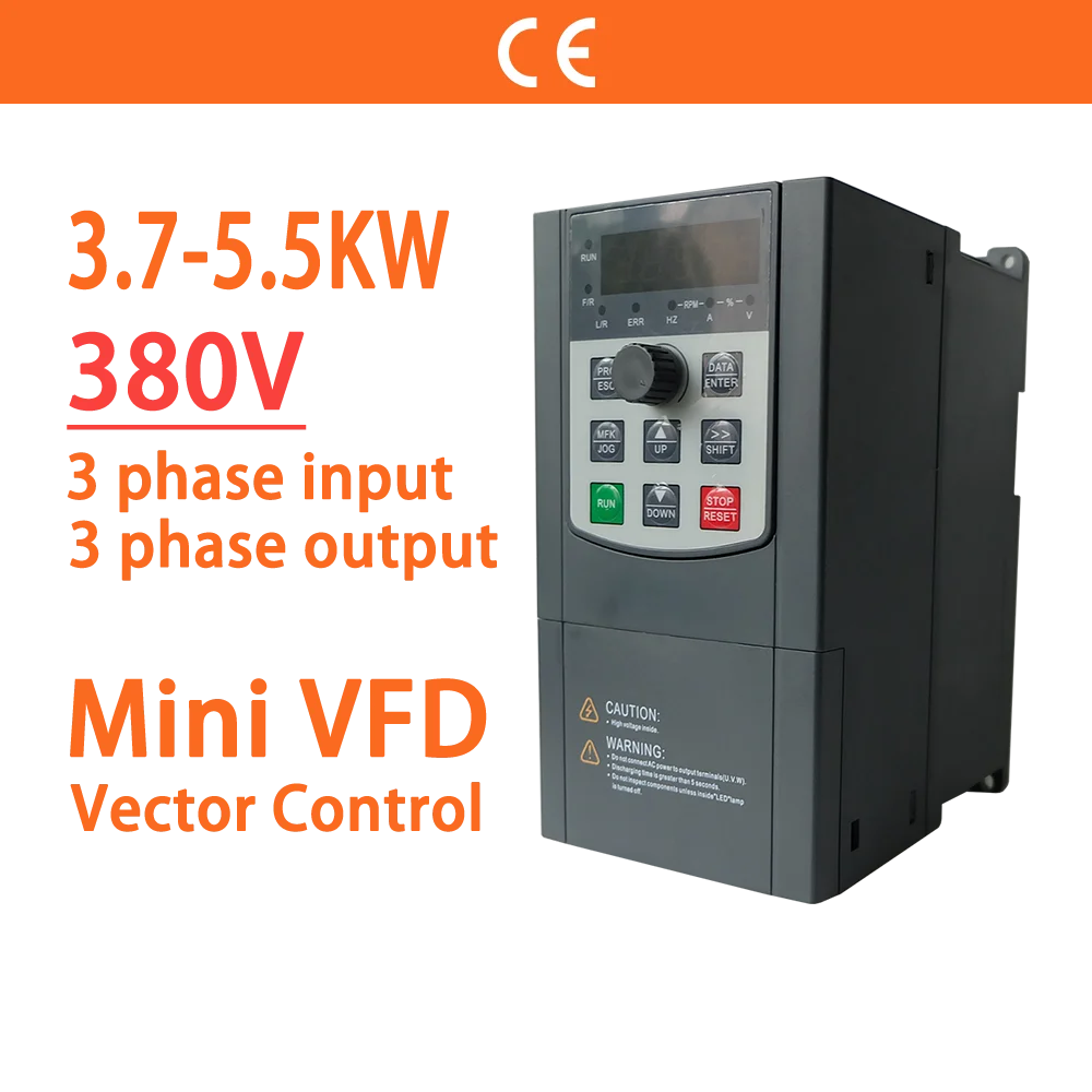 

3.7/4/5.5KW 380V 3 Phase 5/7.5HP Vector Control VFD Economical Variable Frequency Drive Converter for Motor Speed Small Inverter