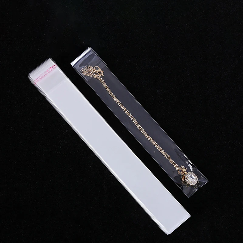 TETP 200pcs/Lot Long Clear Self Adhesive Bags Necklace Accessories Gift Packaging Storage Dustproof Cellophane OPP Plastic 5