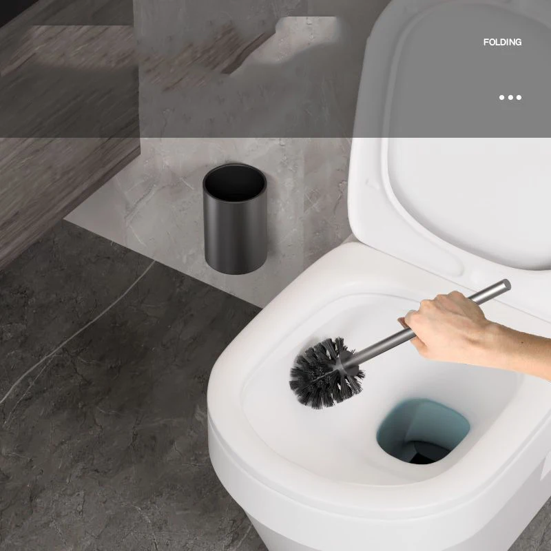 

New Holder Cleaning Tools Home Bathroom Toilet Brush Space Aluminum Wall Mounted Durable Vertical Toilet Brush Black Accessories