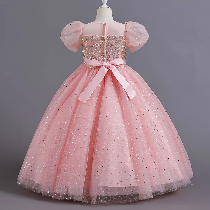 Princess Mint Bubble Sleeve Lace Flower Girl Dress - Lunss