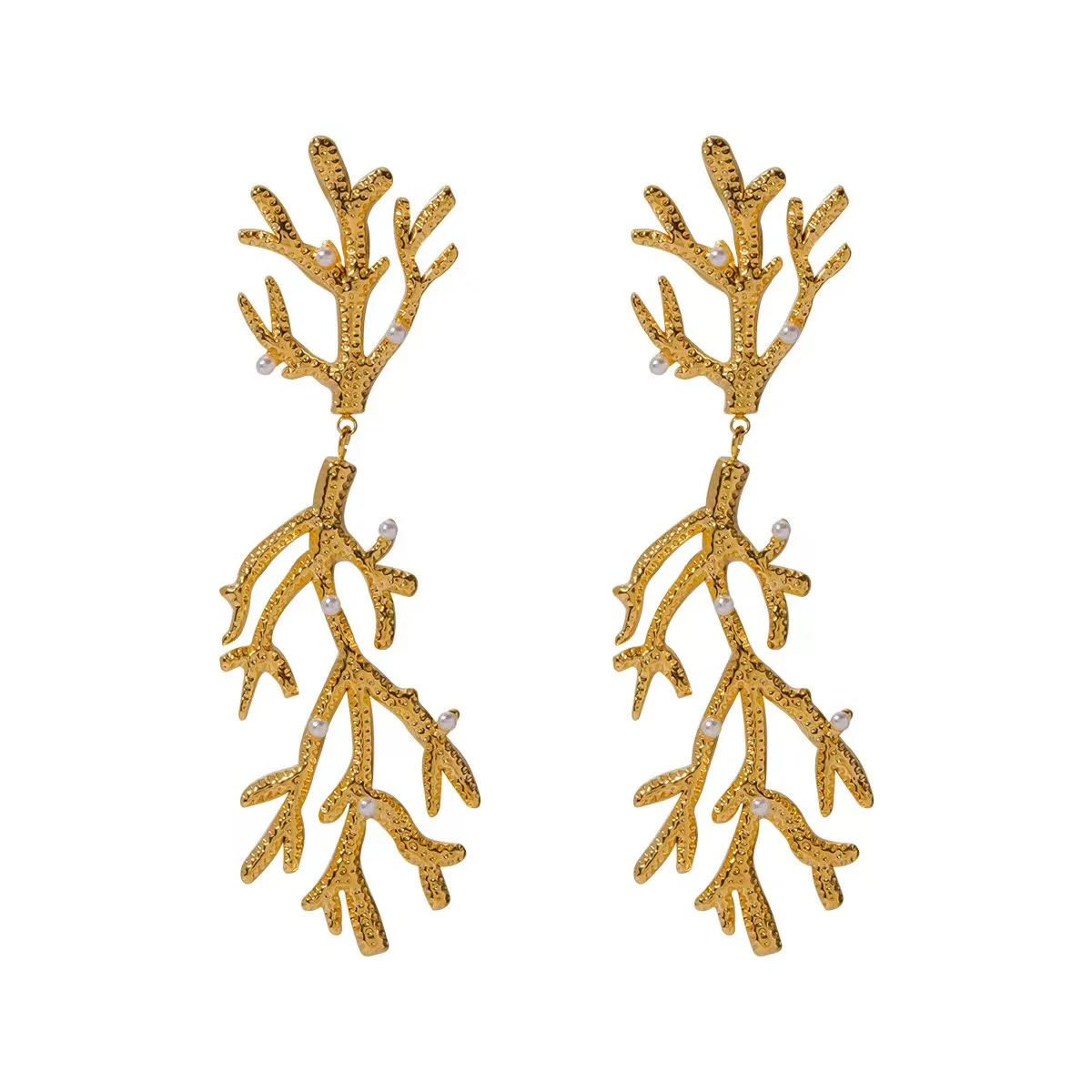 

PAPERPLUS | Gold Earrings for Women New Stainless Steel Pearl Coral Earrings Delicate 18K Gold Italian French Unique Ear Jewelry