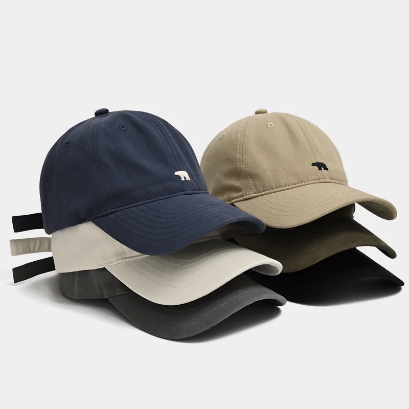 Großkopf-Baumwoll-Baseballkappe mit stilvoller Bärenstickerei, verstellbar, atmungsaktiv, Unisex-Sonnenhut für Herren und Damen, lässige Outdoor-Mode