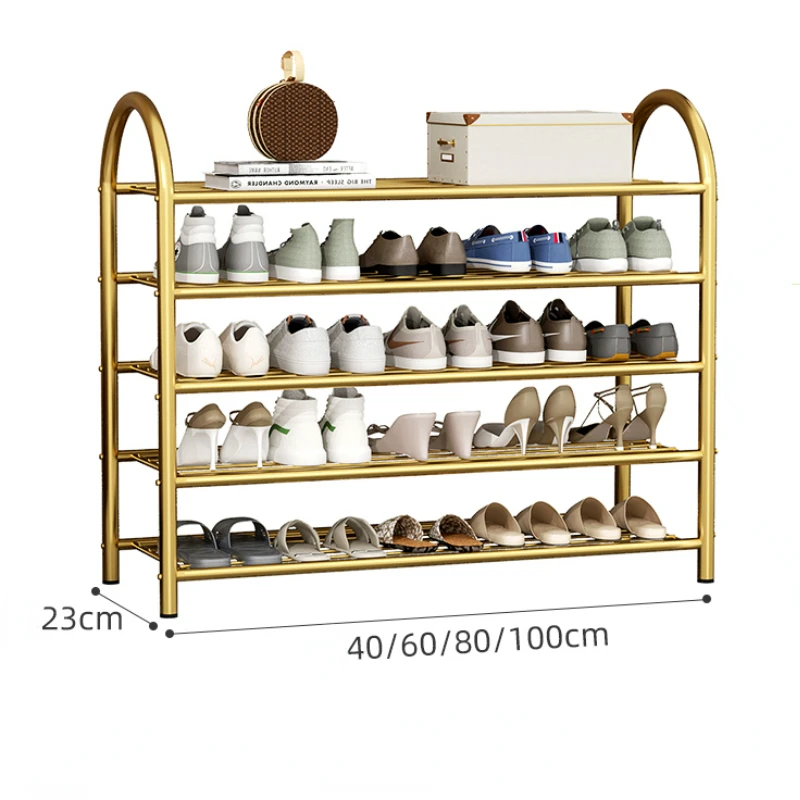 Gold Metal Shoe Rack Strong Bearing Capacity Indoor Shoe Storage MultiLayer Narrow Large Capacity Organizer