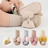 Autumn Baby Bow Middle Tube Socks Shoe Girls Princess Anti Slip Floor Shoes Soft Soled Children Toddler Shoes Kids First Walkers 1
