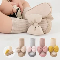 Autumn Baby Bow Middle Tube Socks Shoe Girls Princess Anti Slip Floor Shoes Soft Soled Children Toddler Shoes Kids First Walkers 1