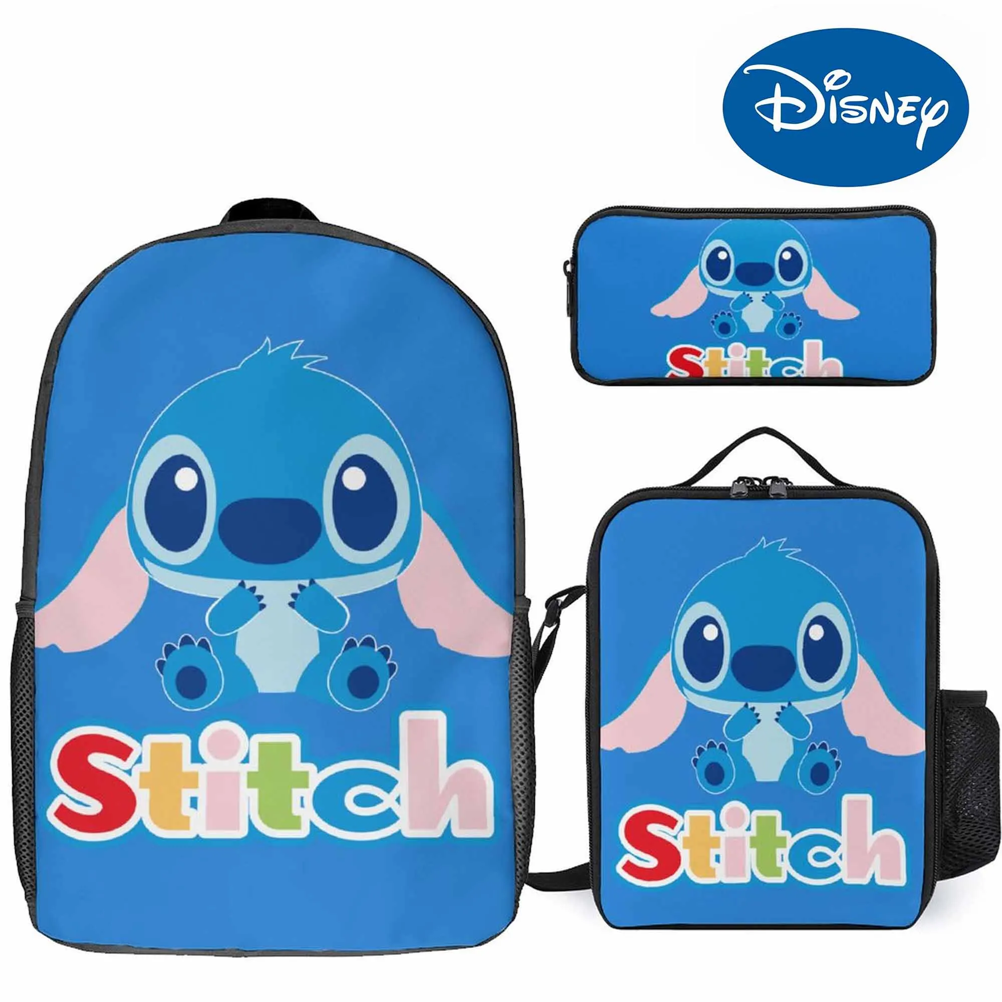 

Boys And Girls Cute Schoolbag Disney Stitch Custom Schoolbag Animated Pattern School Large Capacity Portable Schoolbag Set