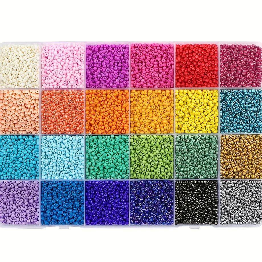 Vibrant 24-Color Glass Rice Beads