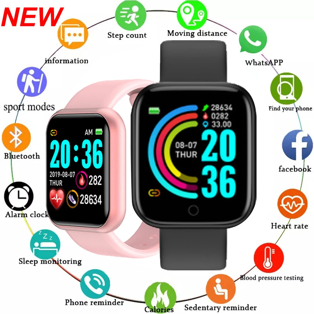 Smart Watch Donna Uomo Smartwatch Per Bambini Fitness Orologi Bracciale Frequenza Cardiaca Calorie Distanza Relojes Inteligentes Y68