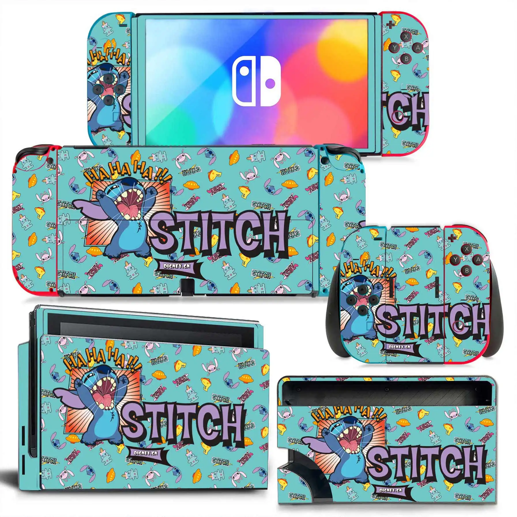 Stitch sticker skin Charging Dock Station Cover Protective Shell for Nintendo Switch Oled NS Console Crystal Protector Skin 