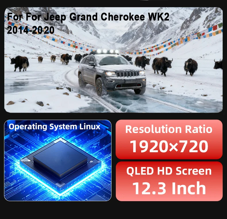 12.3inch Original Digital LCD Dashboard For Jeep Grand Cherokee WK2 2014-2021 Sp