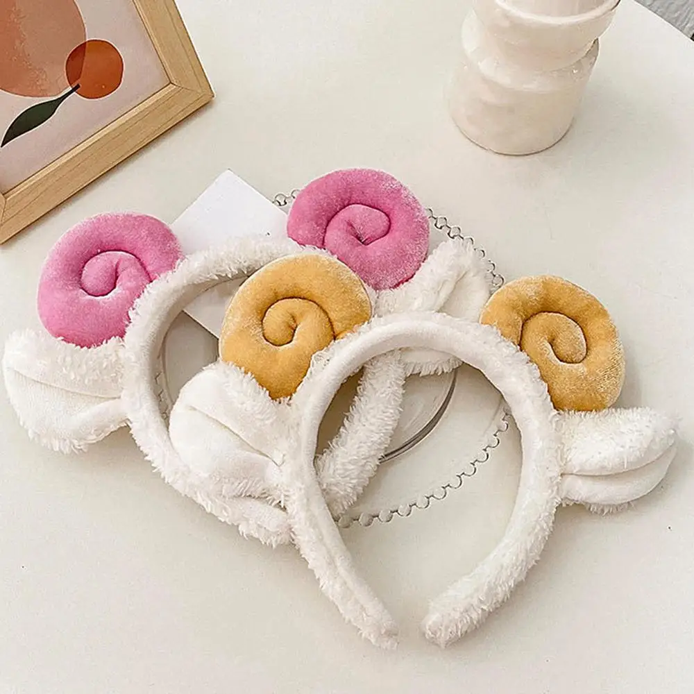 

Women Cute Fashion Cartoon Sheep Horn Ear Headband Wash Face Hair Hoop Headwear