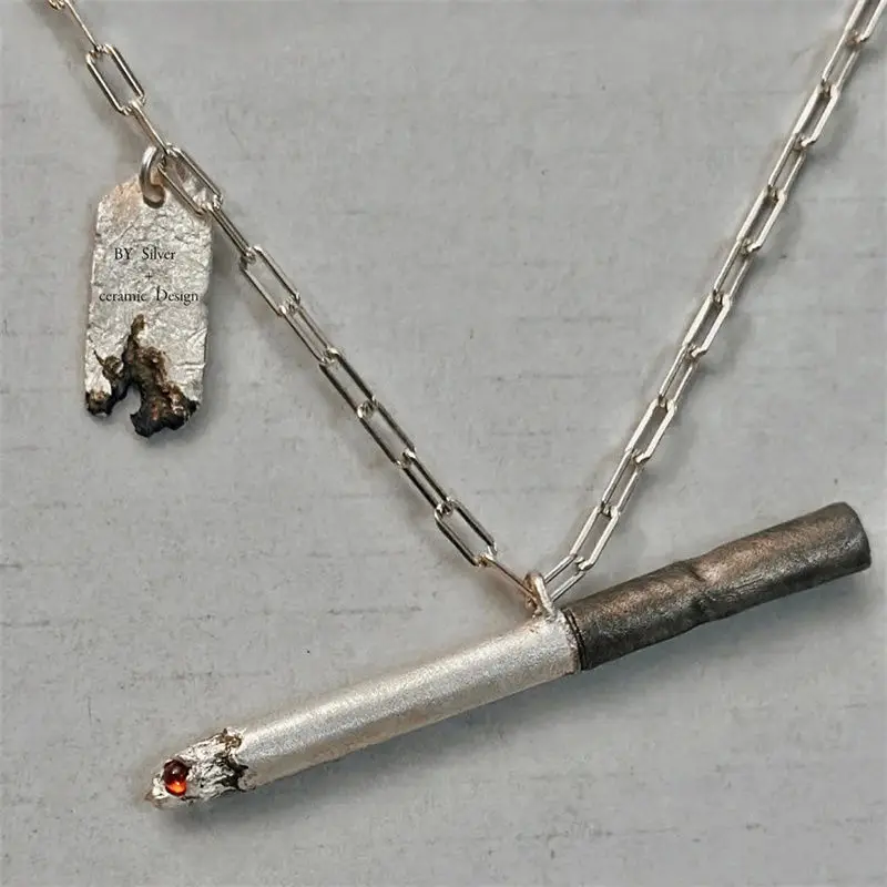 ネックレス・ペンダント AE CIGARETTE NECKLACE SILVER BLINGFACTORY Iced Silver PT Cigarette Case Bling Pendant