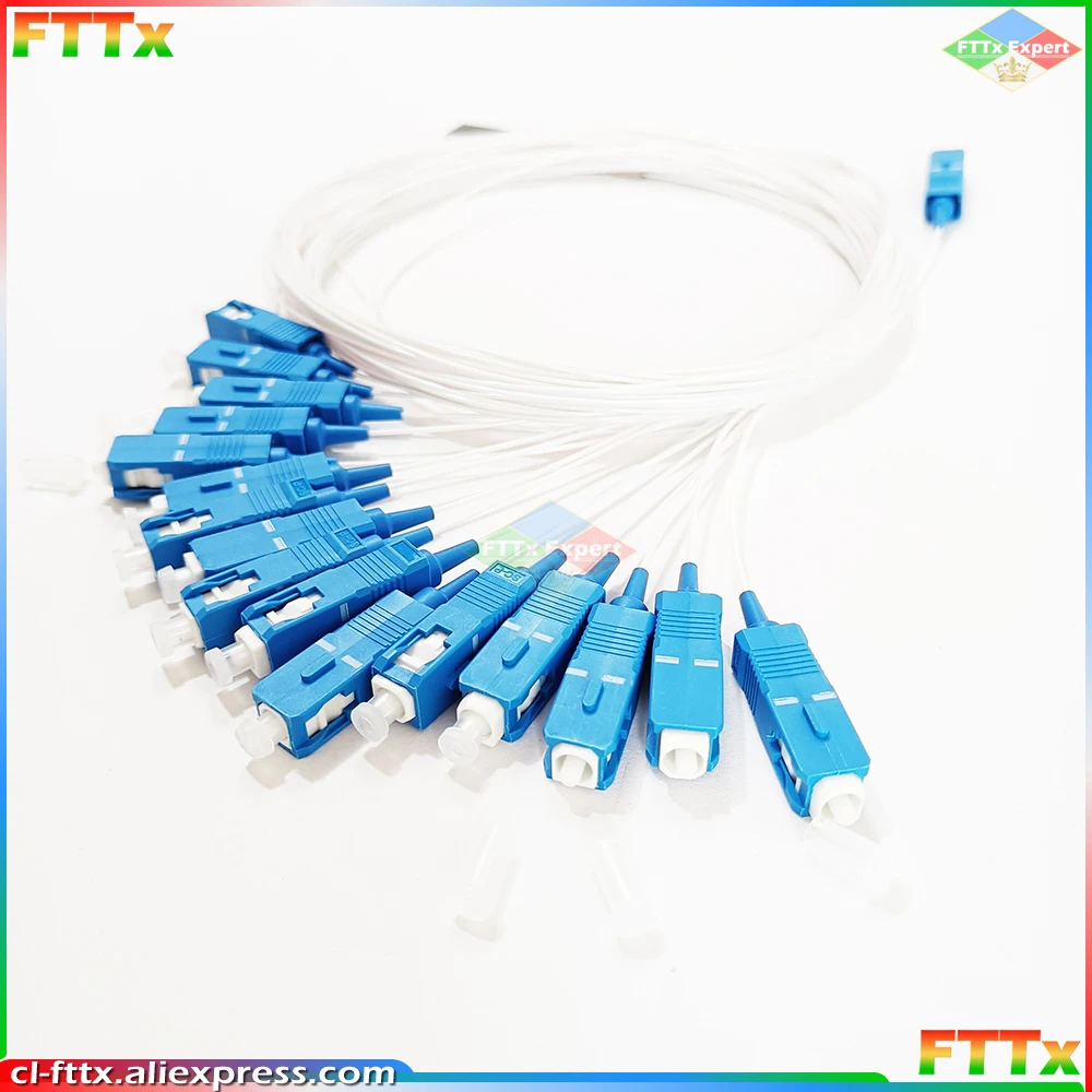 10pcs/lot 0.9mm Steel Tube Fiber Optic PLC Splitter 1X2 1X4 1X8 1X16 1X32 SC/UPC Mini Blockless G657A1 0.9mm 1M SC UPC Connector
