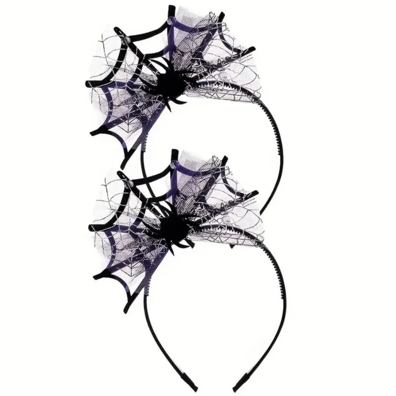 1PC  Halloween Spider Web Headbands, 2Pcs Black Purple Lace Hair Hoops, Spooky Party Hair Accessories for Women