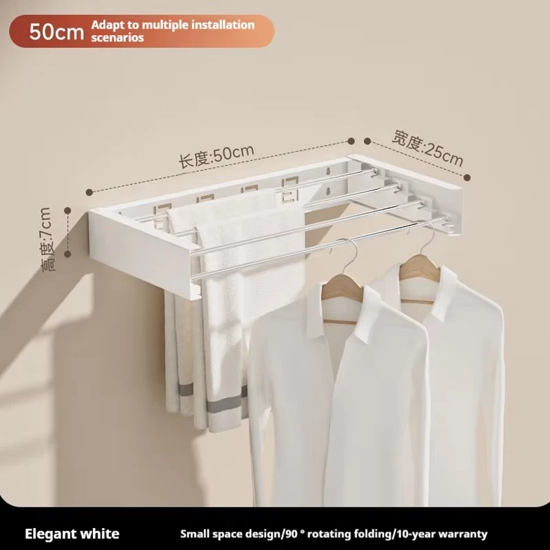 Indoor Folding Clothes Hanger Wall Hanging Invisible Drying Rack  Balcony Clothesline Pole Hanger Towel Rack 6