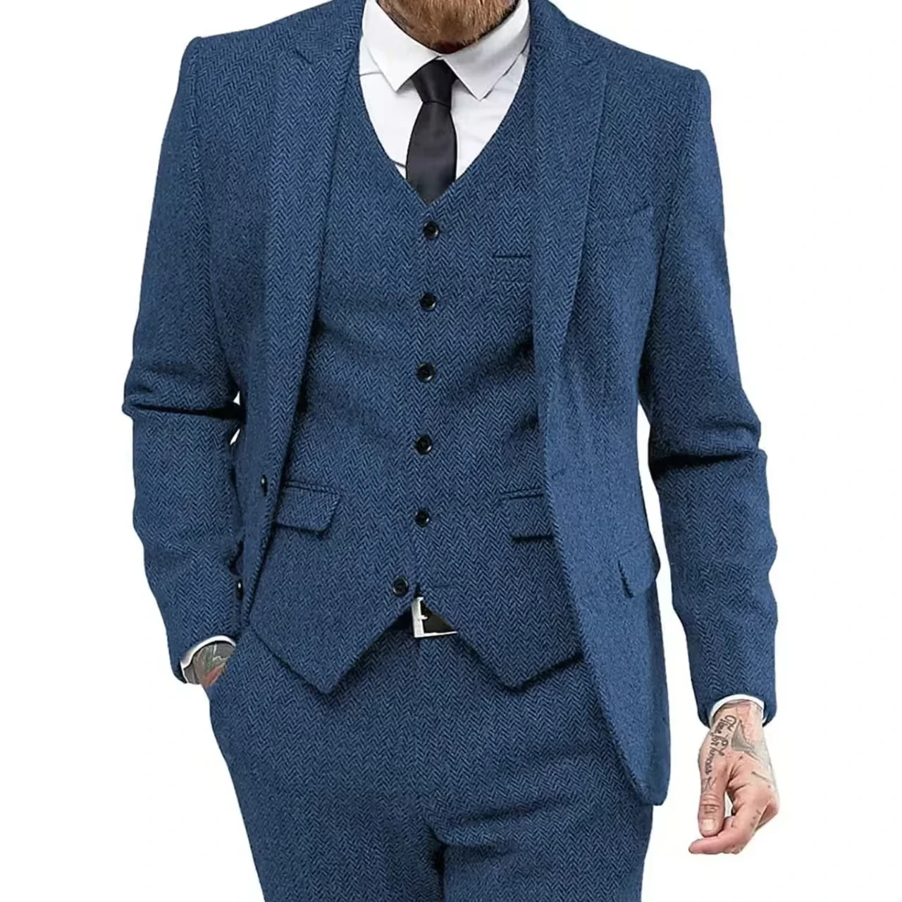 Blazer For Men Designs Brown Tweed Suit Men Vintage Winter Formal Wedding Suits For Men Men's Classic Suit 3 Pieces Men Suit - 4