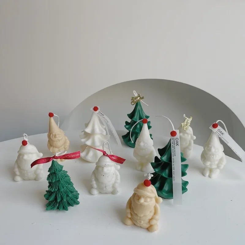 

3D Cute Santa Claus Candle Silicone Molds Christmas Gift Xmas Tree Handmade Chocolate Cake Baking Tool Soap Plaster Resin Molud