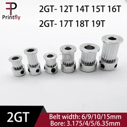 Printfly 2GT 12 14 15 16 17 18 19Teeth GT2 Timing Pulley 2M Bore3.175/4/5/6/6.35mm For Belt Width 6/9/10/15mm 2GT Pulley Belt