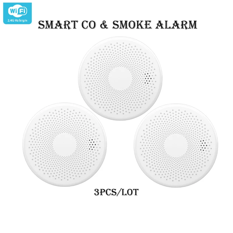 Combination Smoke and Carbon Monoxide Detector Photoelectric Sensor 85dB Fire Device CO Alarm Tuay Smart Life Message Push Alert panic alarm for home Alarms & Sensors