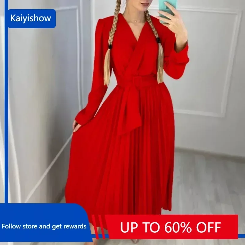 office dresses for ladies 2021 formal classy red floral print a line fashion elegant office lady work robe vestidos dress midi Oversized Office Dresses Pleated For Ladies 2023 Formal Classy Geometric Print High Waist A Line Elegant Business Work Dress New