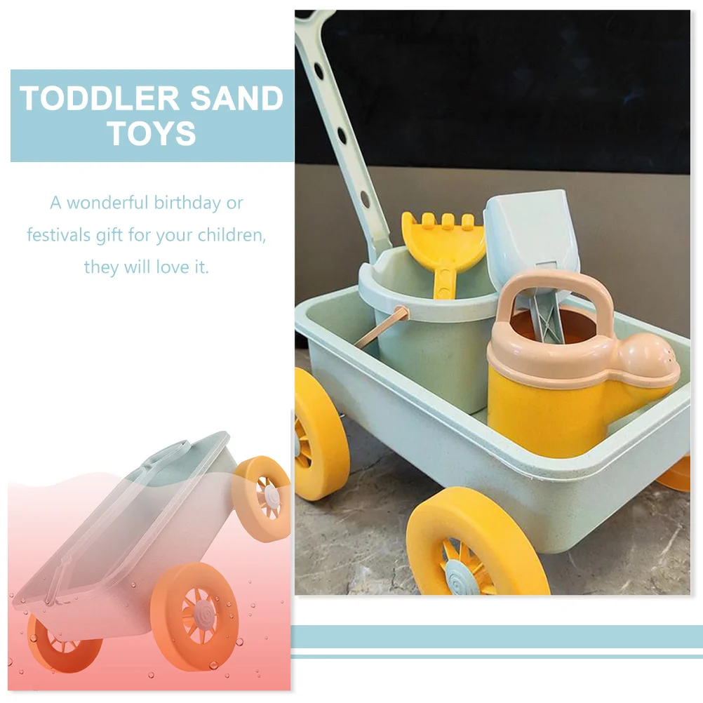 Cartoon Summer Pull Toy Seaside Toddler Children’s Toys Kids Wheelbarrow Plastic Construction Vehicles Sand Digging 3