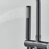 Bathtub Shower Faucet Set Floor Standing Tap Round with Brass Handshower Cold Hot Water Mixer Bathroom Bath Shower Mixers 3