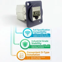 D-Type Panel Mount RJ45 Socket, CAT5e CAT6 Ethernet Network Connector for Wall Plate, Server Rack and Enclosure 4
