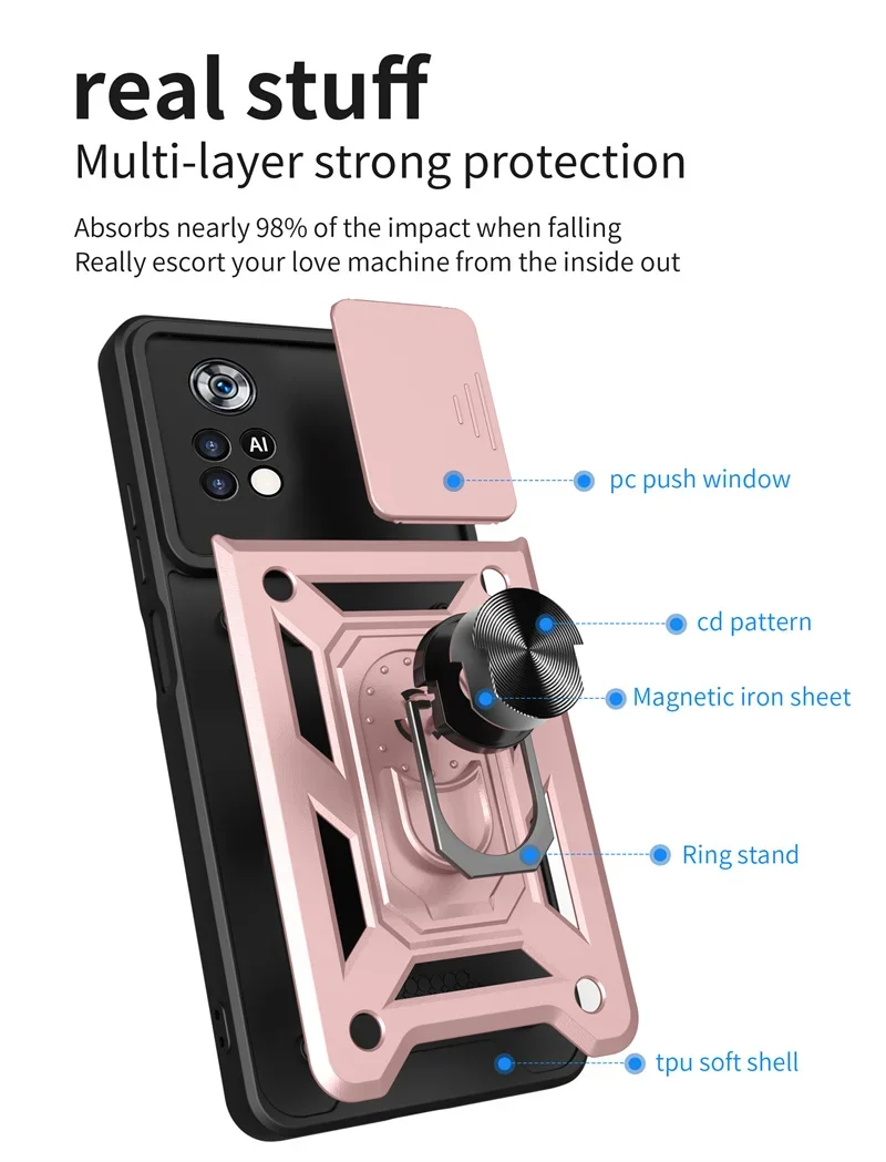 Durable Camera Lens Protect Armor Case with Phone Holder Cover